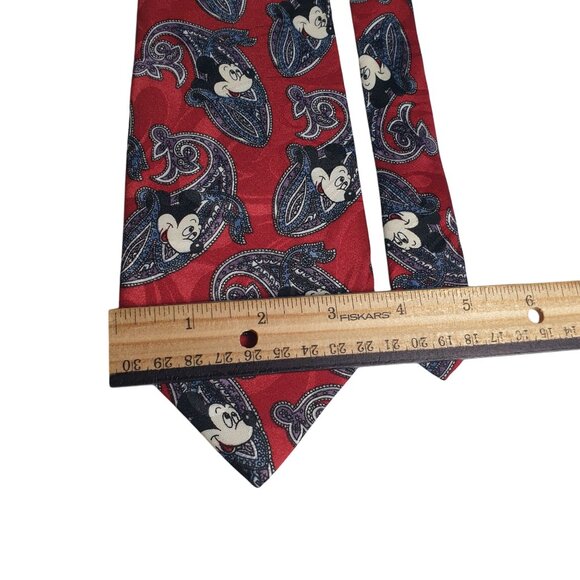 Vintage Disney Mickey Mouse Necktie Paisley Design Balance Inc Tie Works Maroon - Picture 3 of 5